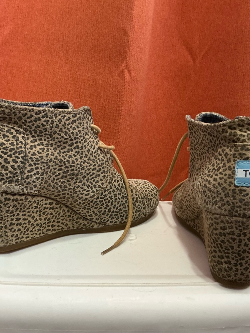 TOMS Women's Leopard-Print Lace-Up Wedge Ankle Boots - Brown